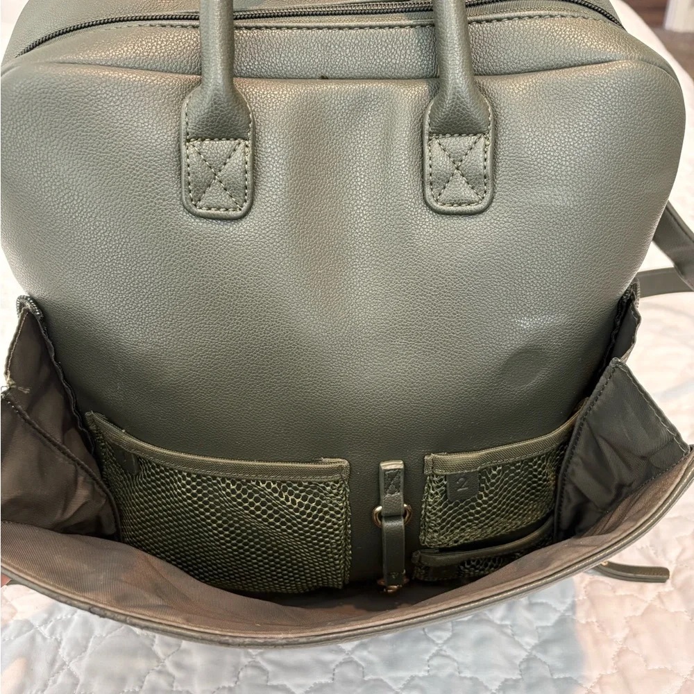 Convertible Dark Green Baby Bag Backpack - Stylish Everyday Carry
